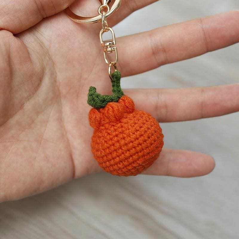 Handmade Crochet Orange Keychain Pendant