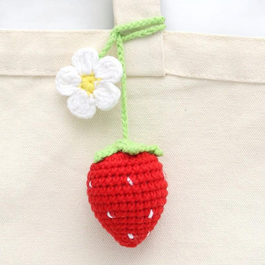 Crochet Strawberry Rope Pendant