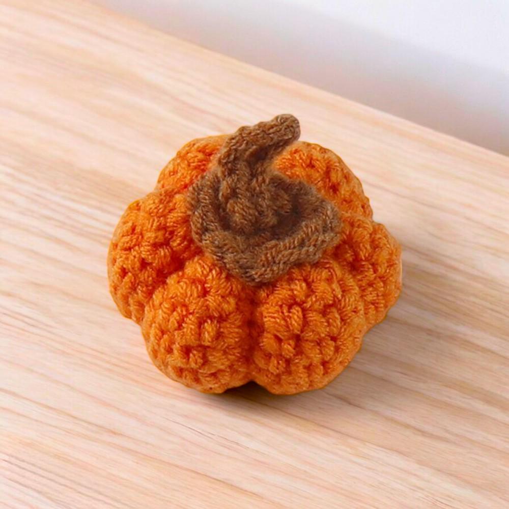Crochet Pumpkin Face Keychain