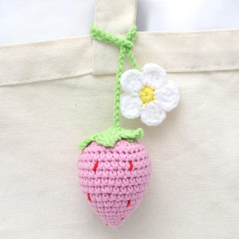 Crochet Strawberry Rope Pendant