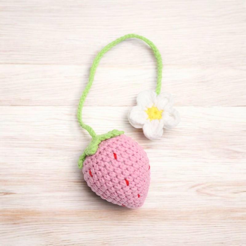 Crochet Strawberry Rope Pendant