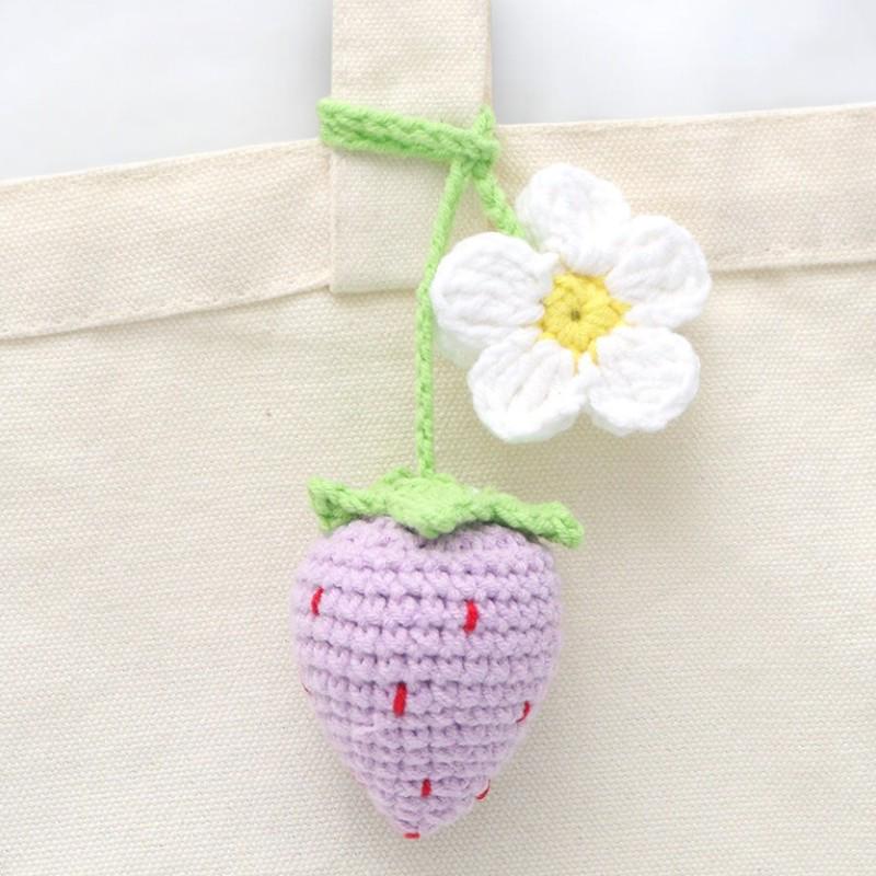 Crochet Strawberry Rope Pendant