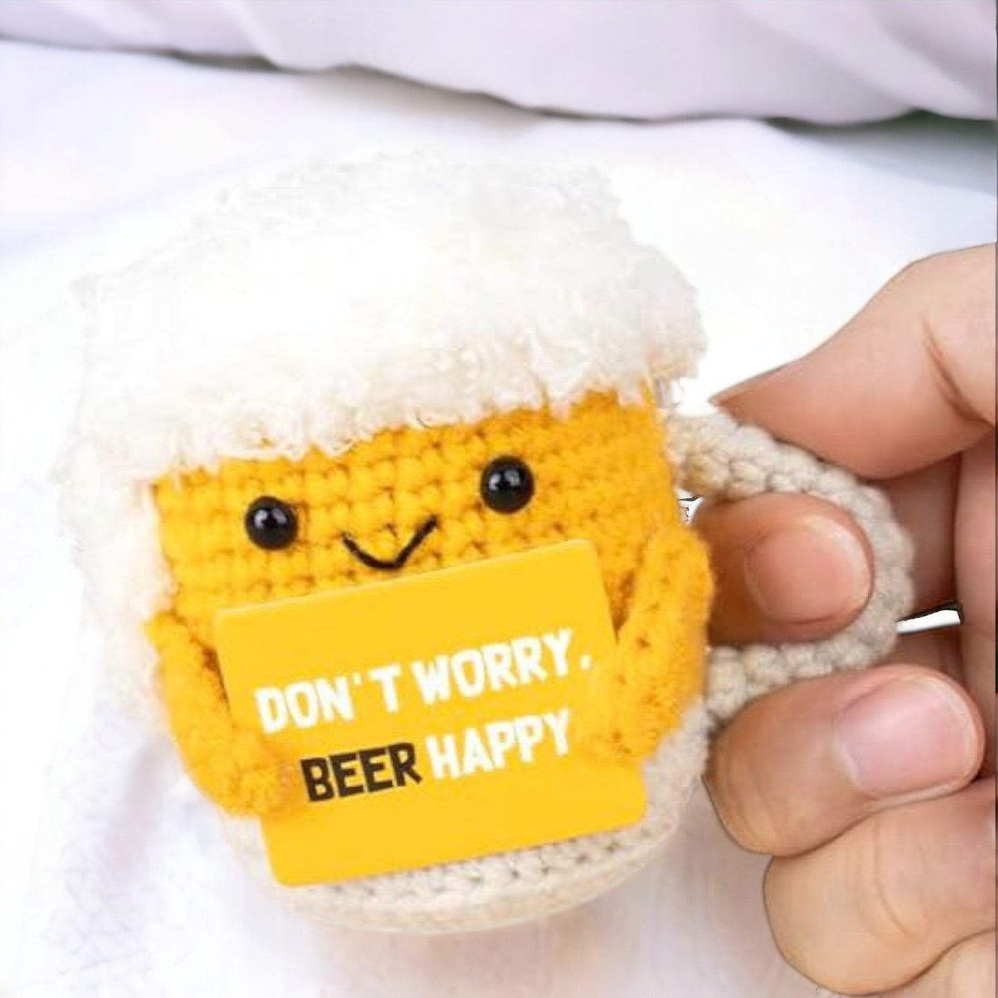 Positive Crochet Beer Mug