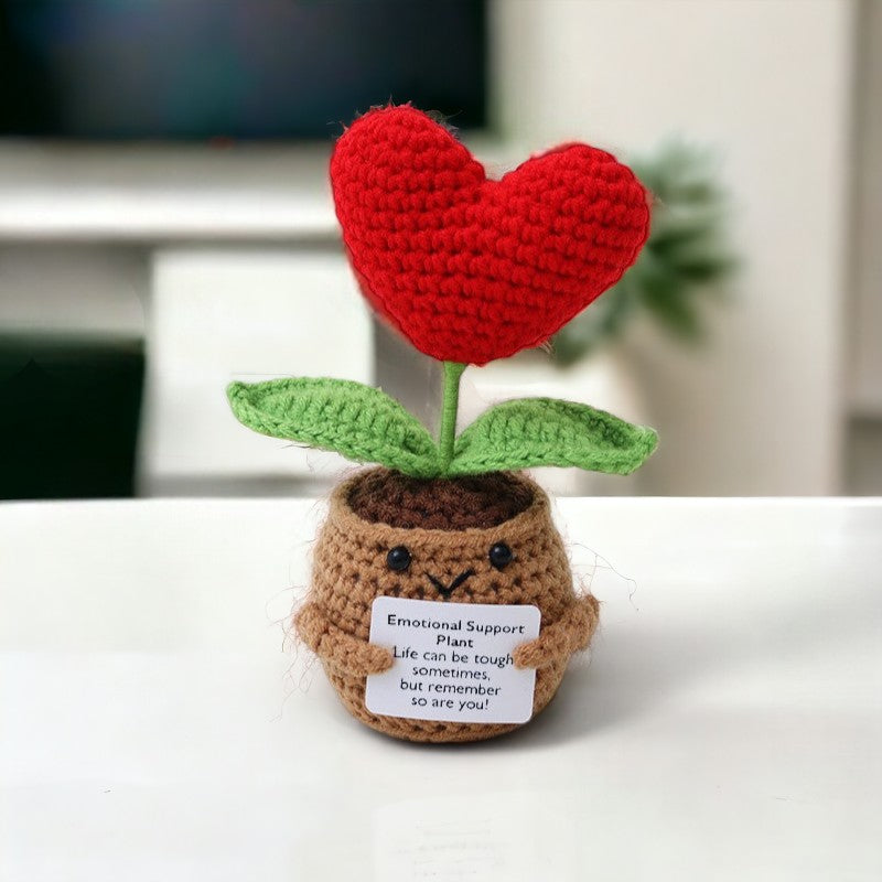 Motivational Crochet Heart & Flower Pots