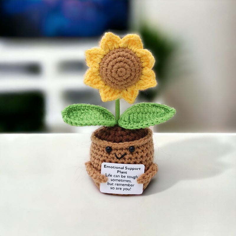 Motivational Crochet Heart & Flower Pots