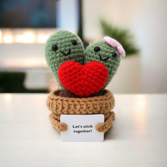 Motivational Crochet Heart & Flower Pots