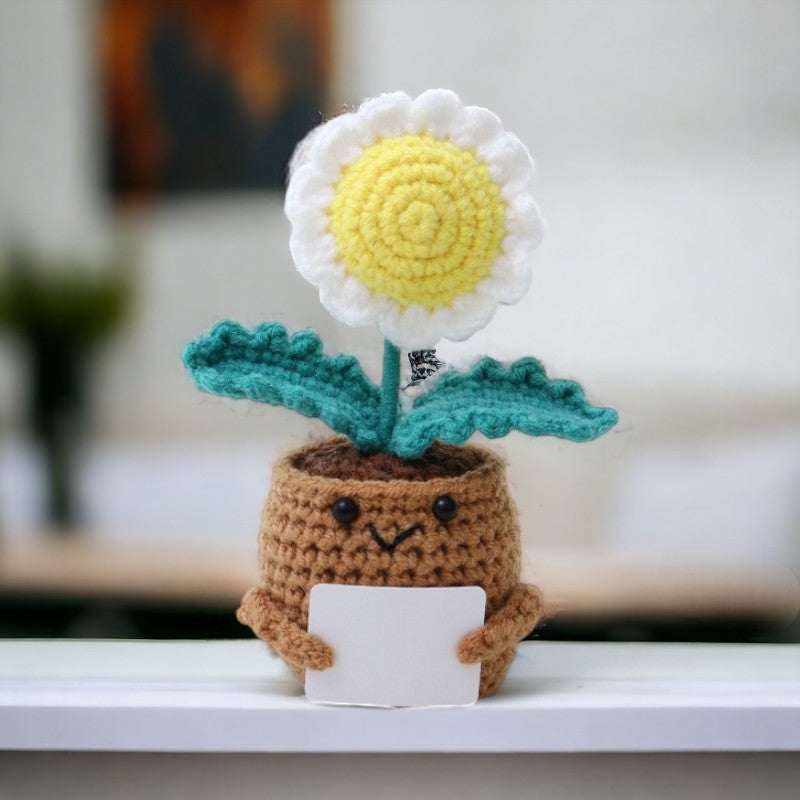 Motivational Crochet Heart & Flower Pots