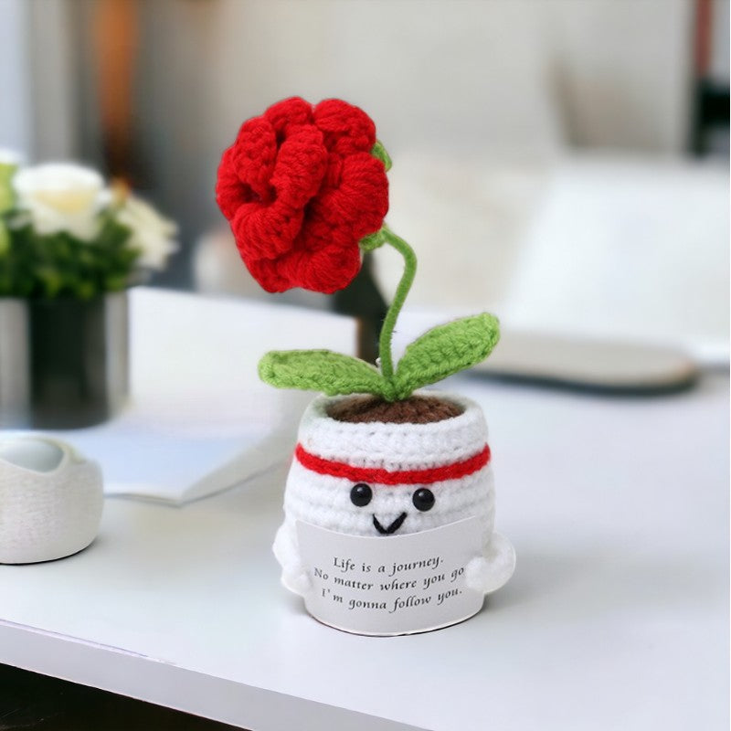 Motivational Crochet Heart & Flower Pots