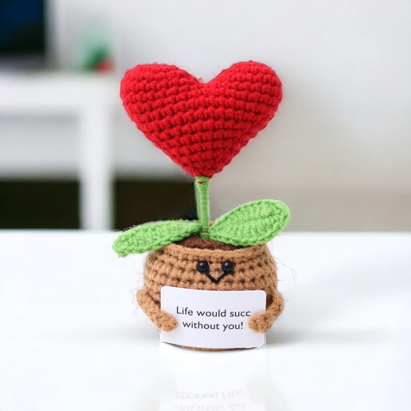 Motivational Crochet Heart & Flower Pots