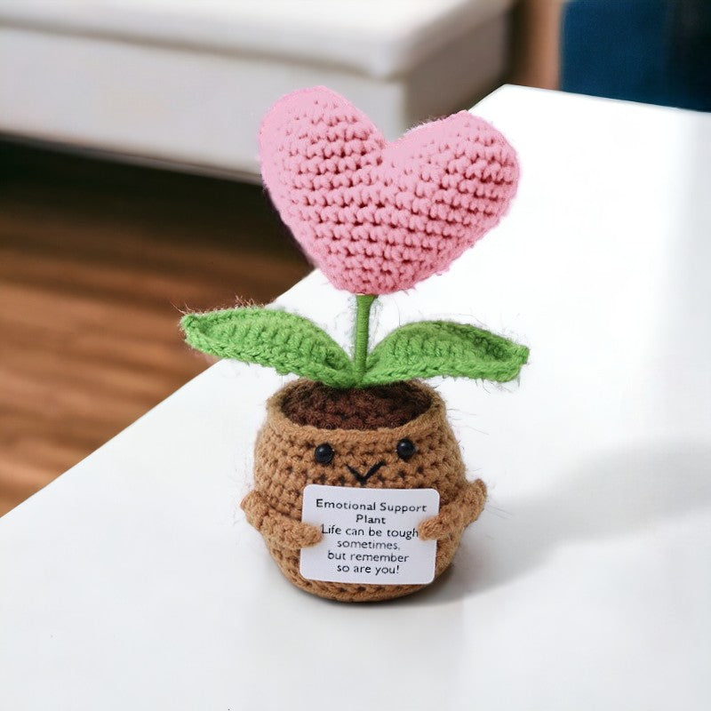 Motivational Crochet Heart & Flower Pots