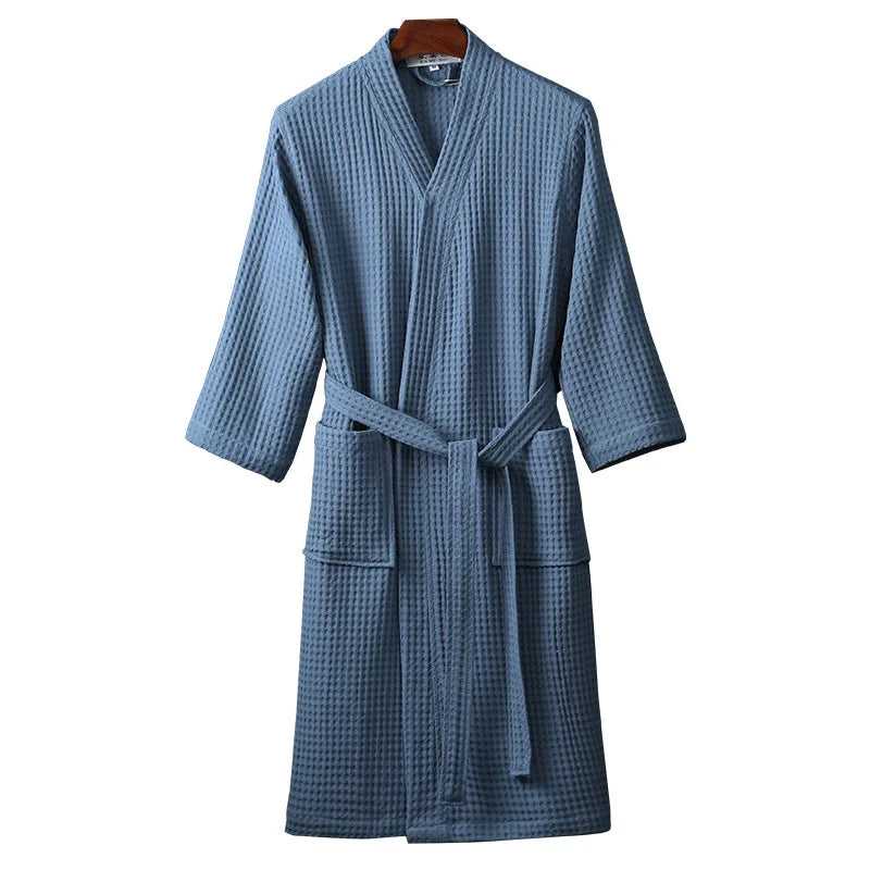 Thin Cotton Waffle Bathrobe