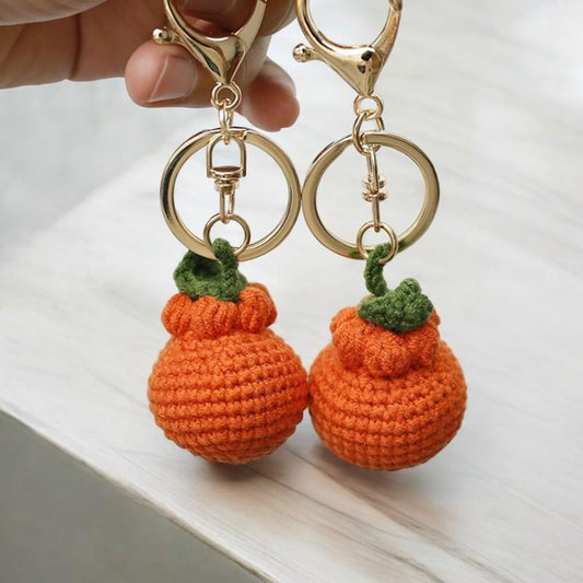 Handmade Crochet Orange Keychain Pendant