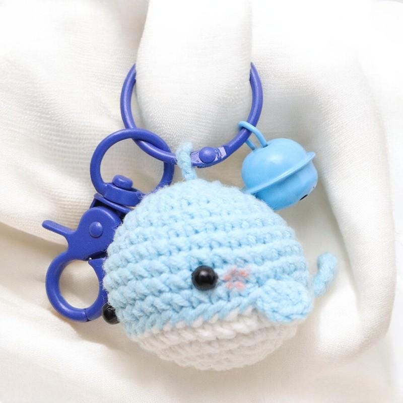 Cute Blue Dolphin Plush Keychain