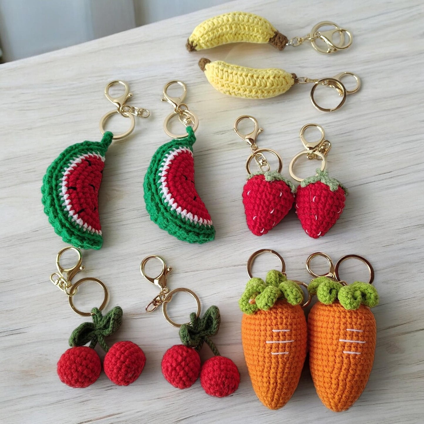 Crochet Fruit Keychain Pendants