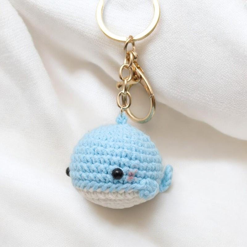 Cute Blue Dolphin Plush Keychain