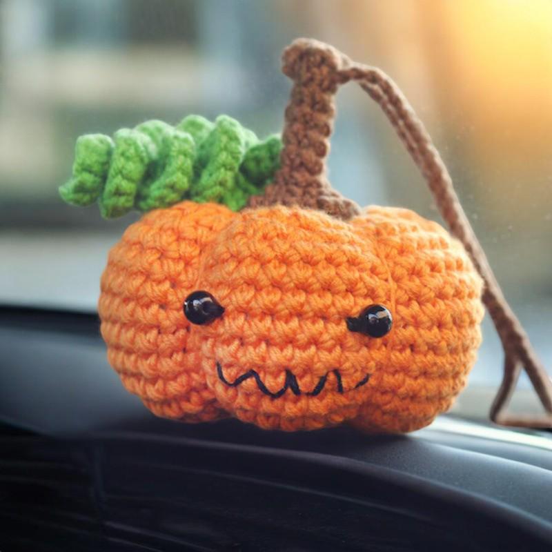 Cute Pumpkin Crochet Rope Pendant For Car Decor