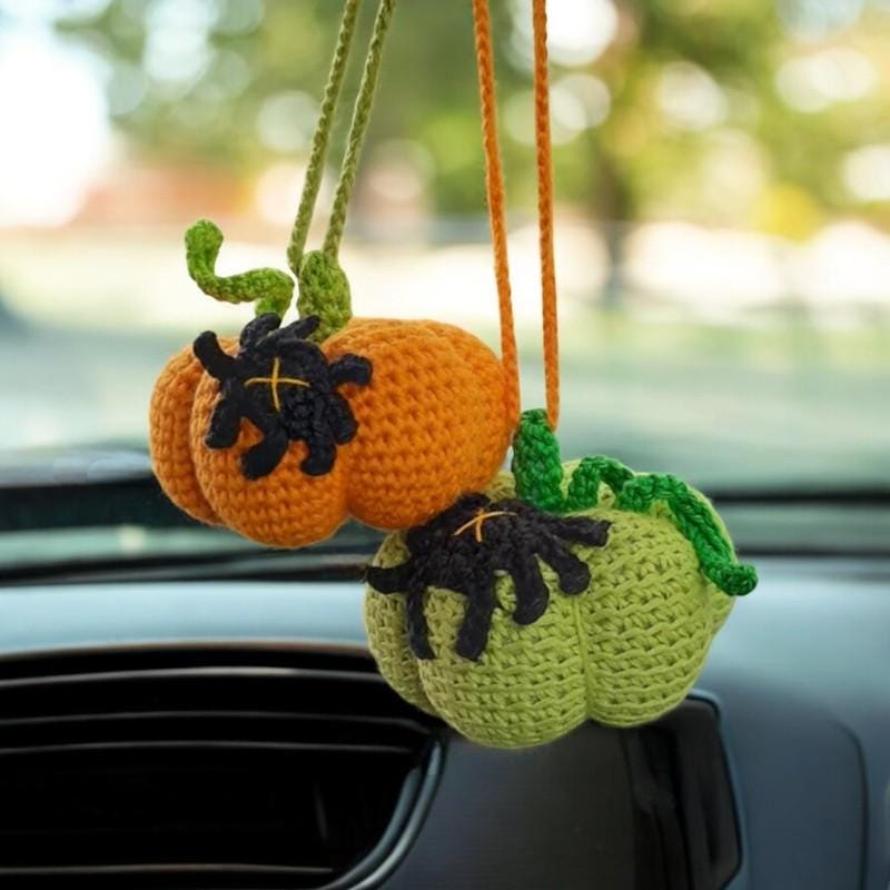 Cute Pumpkin Crochet Rope Pendant For Car Decor