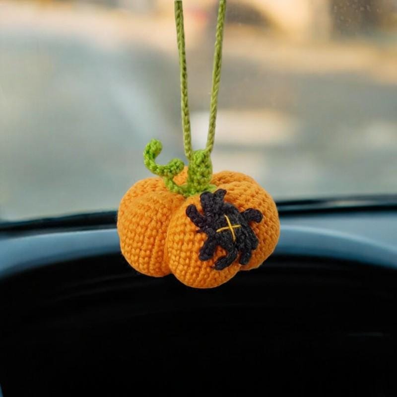 Cute Pumpkin Crochet Rope Pendant For Car Decor