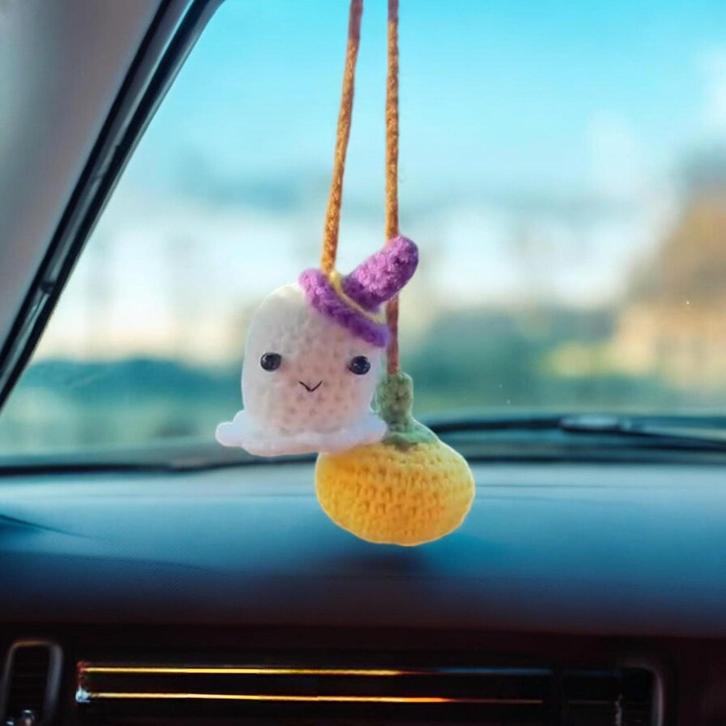 Cute Pumpkin And Ghost Car Mirror Hanging