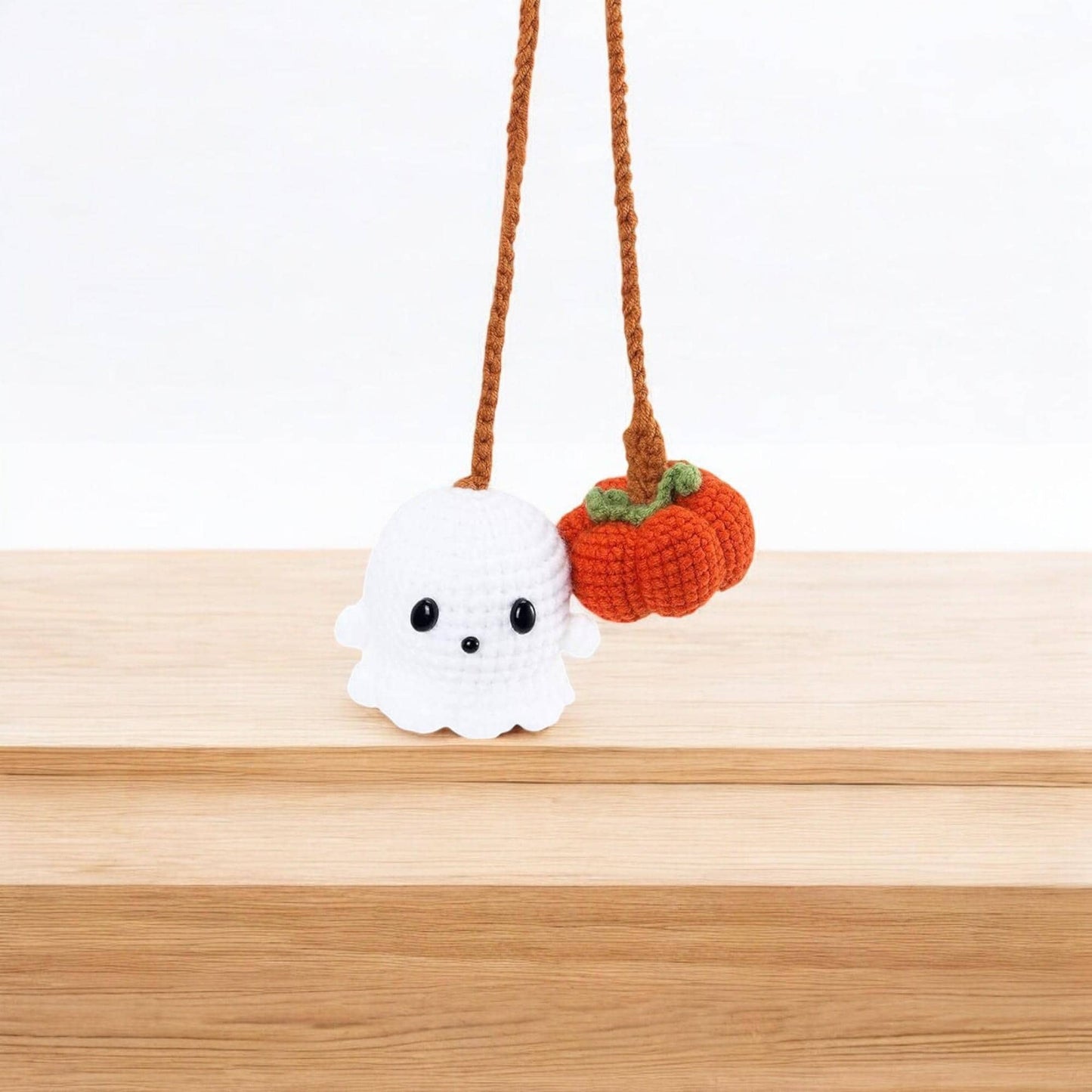 Handmade Pumpkin And Ghost Car Mirror Hanging