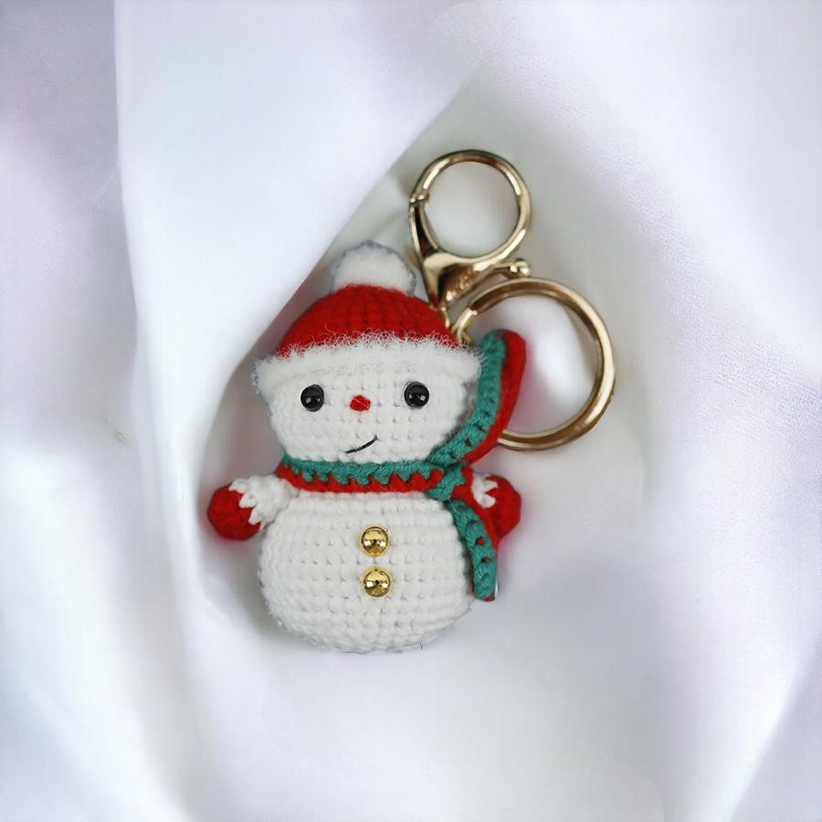 Crochet Snowman Keychain For Kids