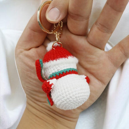 Crochet Snowman Keychain For Kids